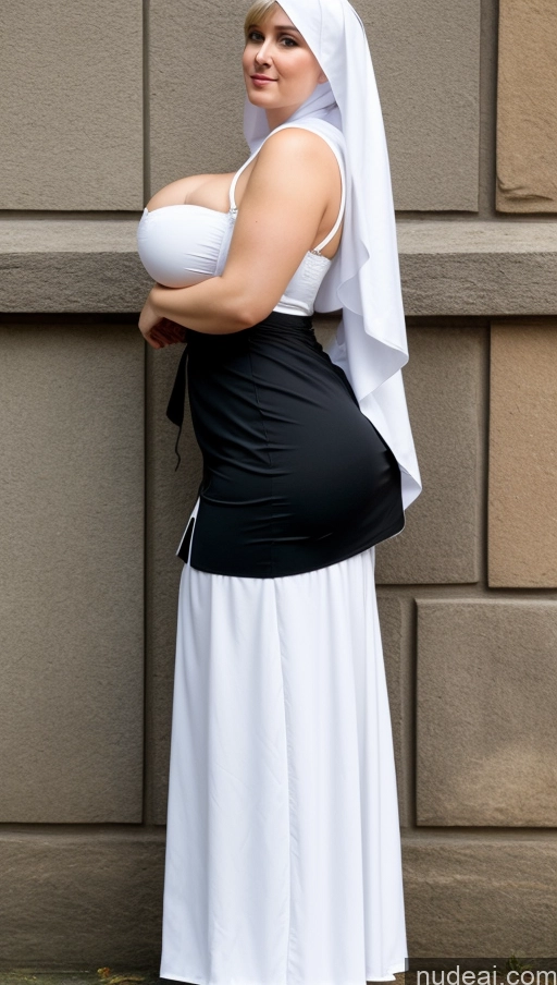 ai nude image of pregnant woman in nun costume leaning against wall with arms crossed pics of Huge Boobs Perfect Boobs Beautiful Big Ass Perfect Body Fairer Skin Blonde Dirndl Cleavage Traditional Thick Big Hips Russian Chubby Nun Teacher Bangs Side View