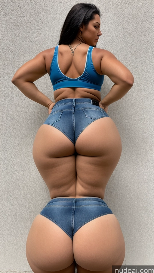 ai nude image of araffe butt of a woman in a blue top and jeans pics of Athlete Big Ass Big Hips Jeans