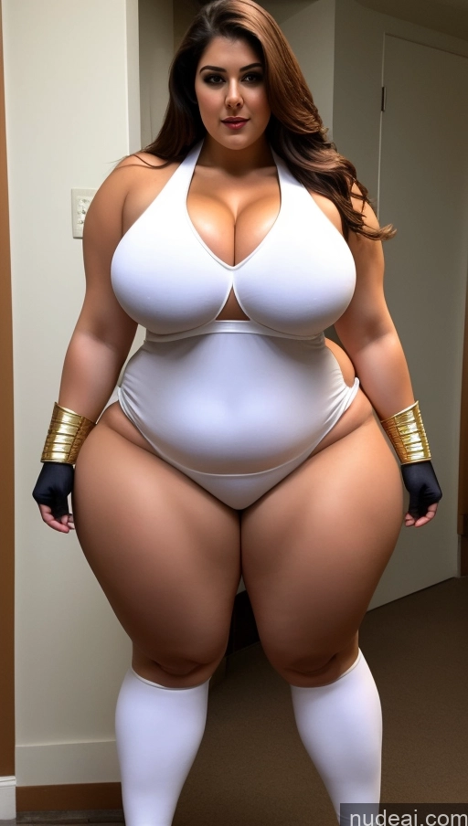 ai nude image of a woman in a white bodysuit posing for a picture pics of Huge Boobs Big Ass Abs Chubby Fairer Skin Indian Superhero