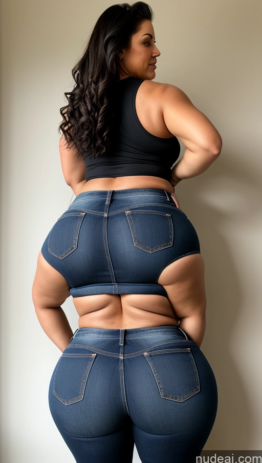 ai nude image of araffe woman in jeans posing for a picture in a room pics of Big Ass Big Hips Jeans Athlete