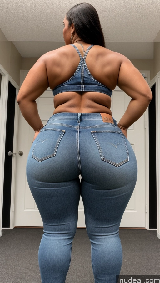 ai nude image of a close up of a woman in a blue top and jeans pics of Big Ass Big Hips Athlete Jeans