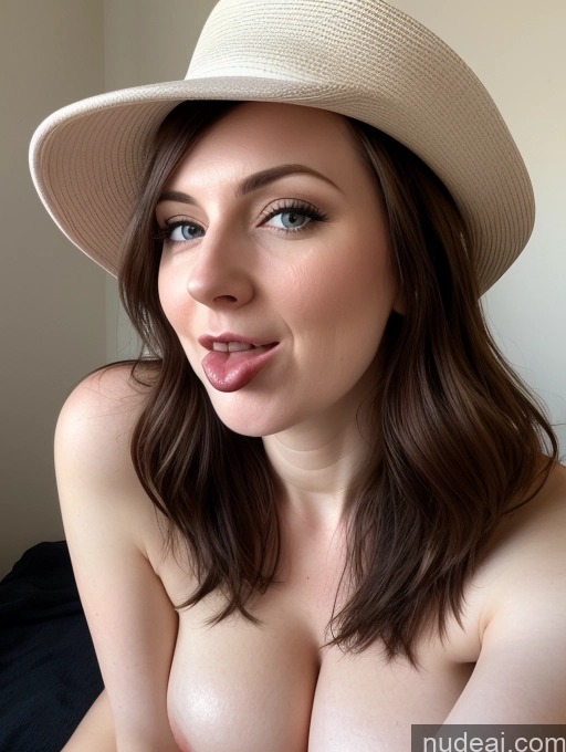 ai nude image of arafed woman with a hat on her head and a big breast pics of Busty Beautiful Brunette Woman Fairer Skin 30s Hat Nude Small Tits Ahegao Skinny French