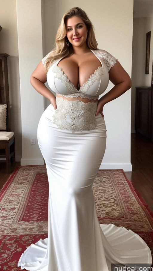 ai nude image of a woman in a white dress posing for a picture pics of Huge Boobs Perfect Boobs Big Ass Big Hips Perfect Body White Thick Wedding Traditional Blonde Chubby