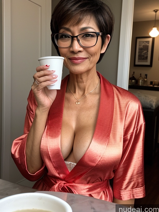 related ai porn images free for Milf Several Perfect Boobs Perfect Body Skinny Beautiful Glasses 60s Sexy Face Short Hair Party Bathrobe Detailed Bra Filipina