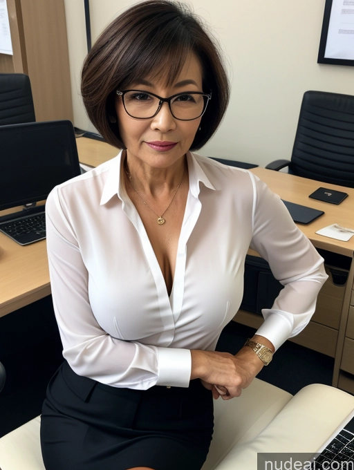 related ai porn images free for Milf Perfect Boobs Beautiful Glasses Perfect Body Short Hair 60s Chinese Office Blouse Casual Professor Stylish Suit Cleavage Dark Lighting Detailed Sexy Face