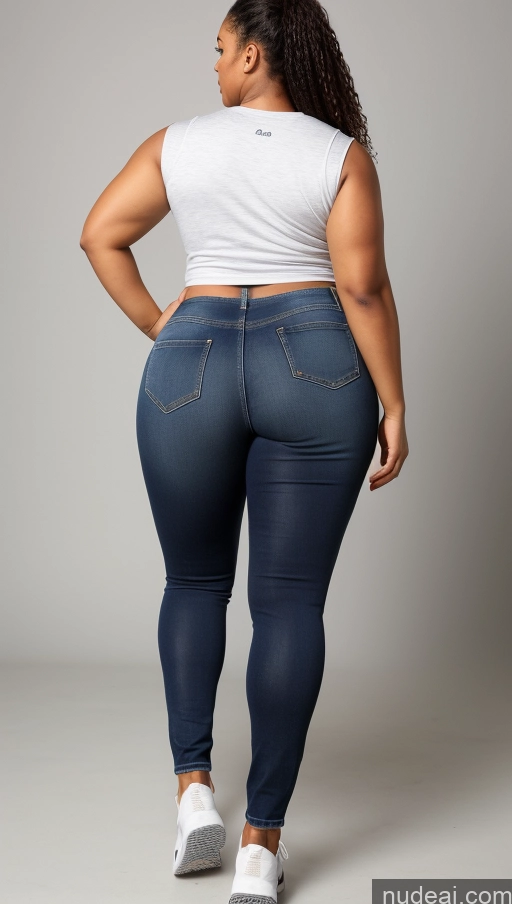 ai nude image of a woman in a white shirt and blue jeans is standing pics of Athlete Big Ass Big Hips Jeans