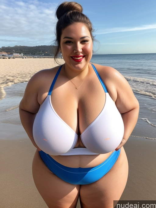 related ai porn images free for One Busty Lipstick 20s Happy Brunette Hair Bun White Front View Chubby Fat Beach Cleavage Huge Boobs Woman Working Out Sports