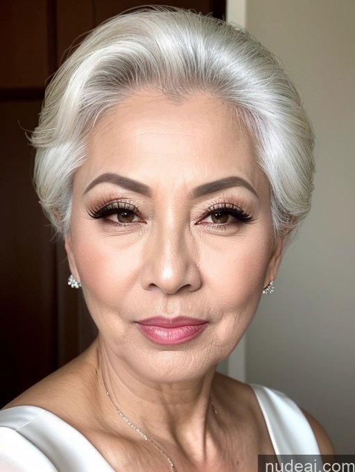 related ai porn images free for Milf Beautiful Pouting Lips Sexy Face 60s Asian White Hair Hair Bun Wedding