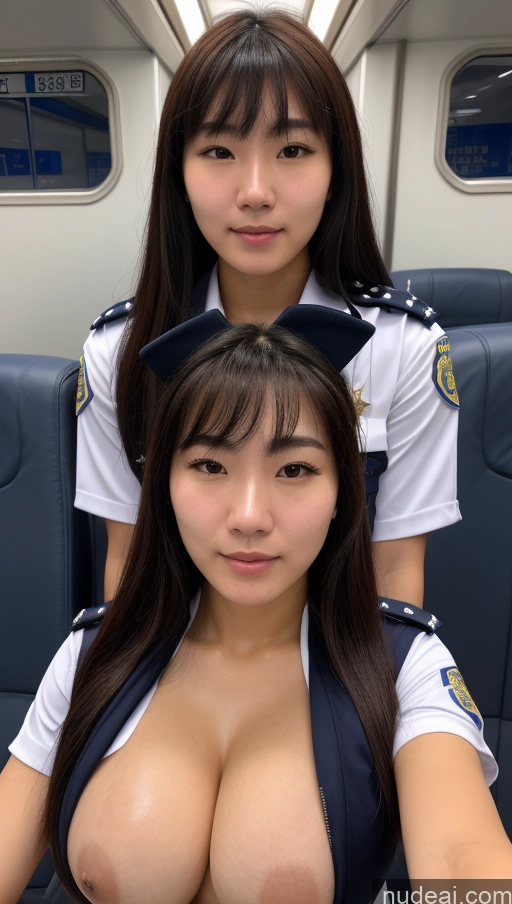 ai nude image of two asian women in uniform posing for a picture on a train pics of Athlete Perfect Boobs 18 Bangs Skin Detail (beta) Cumshot Cosplay Police Detailed Train Korean