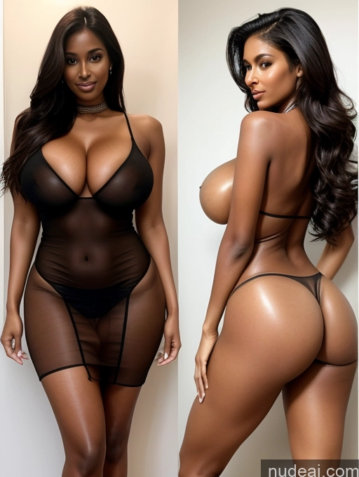 ai nude image of two women in lingersuits posing for a picture in a mirror pics of Beautiful Perfect Body Dark Skin Detailed 20s Dress Transparent Partially Nude Perfect Boobs Ponytail Huge Boobs Arabic Miss Universe Model