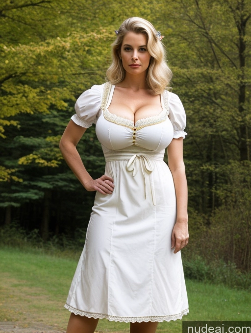 ai nude image of araffe woman in a white dress posing for a picture pics of Huge Boobs Perfect Boobs Big Ass Thick Big Hips Perfect Body Blonde 60s Dirndl Western Several Serious 80s