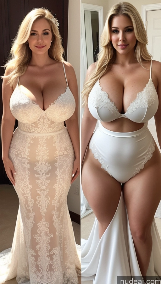 ai nude image of a woman in a white dress and a woman in a white dress pics of Huge Boobs Perfect Boobs Beautiful Thick Big Hips Perfect Body Fairer Skin Blonde Soft + Warm Big Ass Wedding Dress