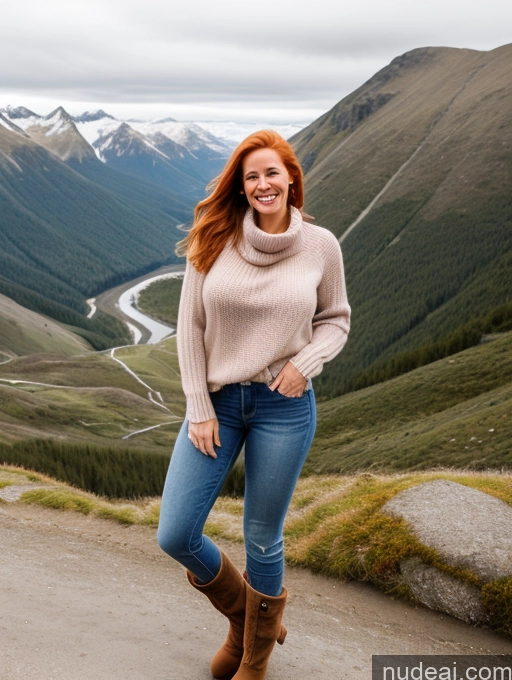 related ai porn images free for One Perfect Boobs 40s Happy Long Hair Mountains Front View Jeans Boots Model Sweater Ginger Dutch