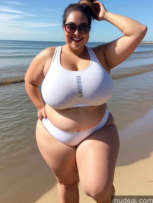 related ai porn images free for Woman One Busty Huge Boobs Sunglasses Lipstick Big Ass Thick Chubby Fat Big Hips 20s Happy Brunette Ponytail White Front View T-pose Sports Bra Beach