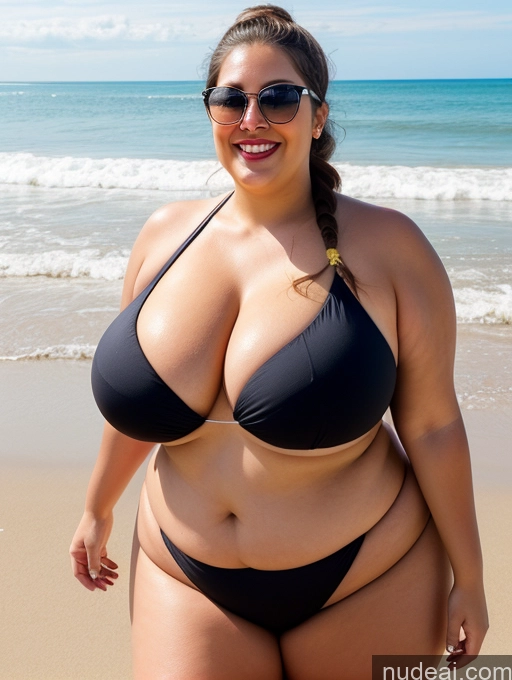 related ai porn images free for Woman Fat 20s Happy Brunette Ponytail White Beach T-pose Bikini Sunglasses Lipstick Big Hips Busty Huge Boobs Chubby Thick Front View