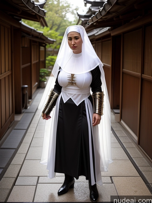 Busty Perfect Boobs Perfect Body Oiled Body Big Hips Sexy Face White Hair Bobcut Japanese Onsen Nun Khorne Cleavage Jewelry 30s Sci-fi Armor Transparent