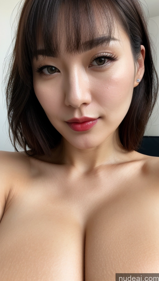 related ai porn images free for Woman One Huge Boobs Beautiful Lipstick Fairer Skin 30s Black Hair Close-up View Simple Detailed Bangs Korean