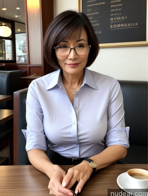 related ai porn images free for Milf Perfect Boobs Perfect Body Beautiful Glasses 50s Short Hair Chinese Cafe Blouse Bra Casual Professor Secretary Shirt Stylish Suit Detailed