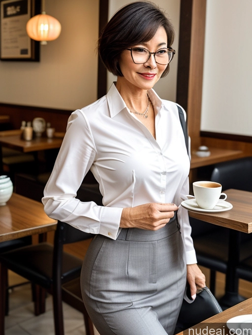 related ai porn images free for Milf Perfect Boobs Perfect Body Beautiful Glasses Short Hair Chinese Cafe Blouse Bra Casual Professor Secretary Shirt Stylish Suit Detailed Cleavage 60s