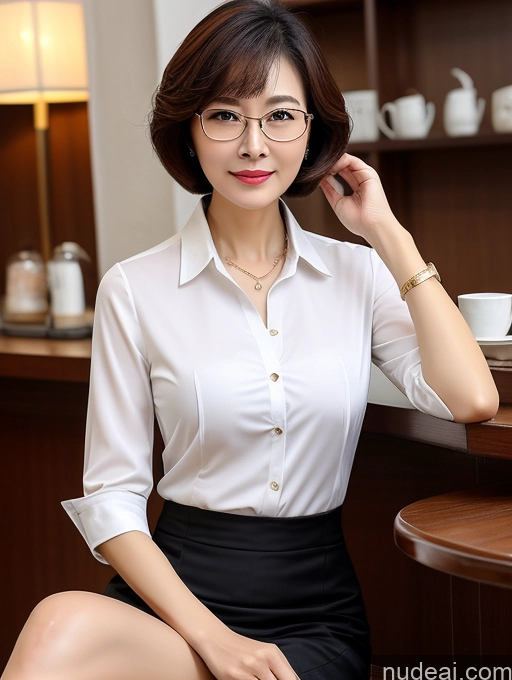 related ai porn images free for Milf Perfect Boobs Perfect Body Beautiful Glasses Short Hair Chinese Cafe Blouse Bra Casual Professor Secretary Shirt Stylish Suit Detailed Cleavage 60s