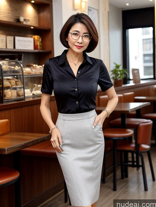 related ai porn images free for Milf Perfect Boobs Perfect Body Glasses Short Hair Chinese Cafe Blouse Bra Casual Professor Secretary Shirt Stylish Suit Detailed Cleavage 70s