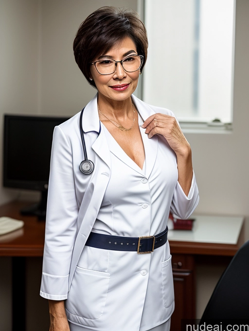 related ai porn images free for Perfect Boobs Perfect Body Pubic Hair Beautiful Glasses Sexy Face Short Hair Chinese Dark Lighting Detailed Milf Two 70s Doctor Blouse Lab Coat Suit Stylish Cleavage