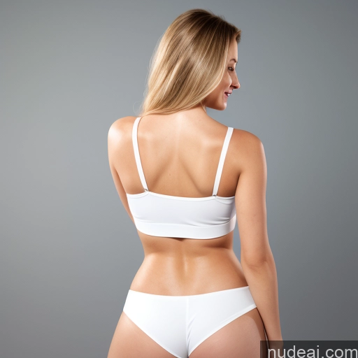 ai nude image of arafed woman in white underwear posing for a picture pics of Woman Perfect Boobs Big Ass Perfect Body Tall Fairer Skin 20s Blonde Long Hair Brazilian 3d Happy Back View Sleeping Crop Top