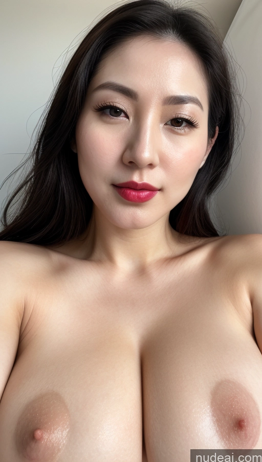 ai nude image of a close up of a woman with a big breast posing for a picture pics of One Lipstick Close-up View Simple Detailed Slicked Woman 30s Huge Boobs Beautiful Black Hair Fairer Skin Korean