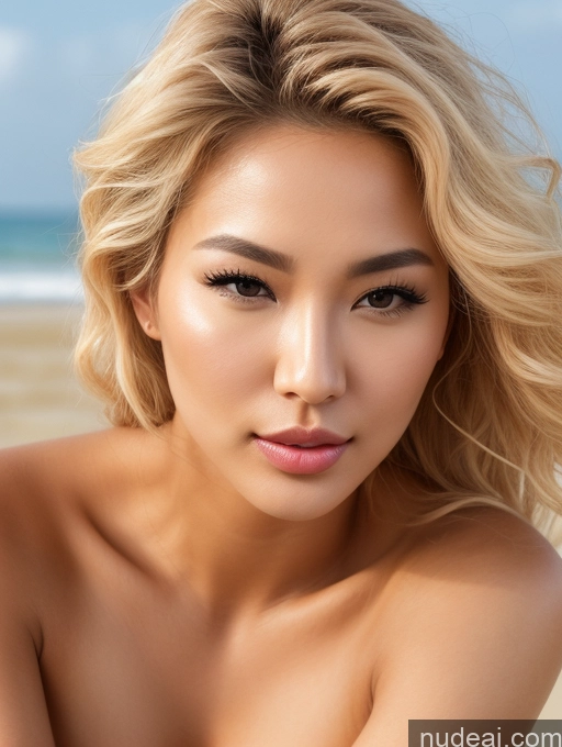 ai nude image of arafed woman with a very big breast posing on the beach pics of Perfect Boobs Beautiful Perfect Body Tanned Skin 20s Seductive Front View Nude Small Tits Curly Hair Model Pouting Lips Two Sexy Face Blonde Korean 3d Beach Working Out