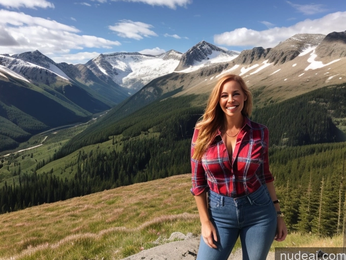 related ai porn images free for One Perfect Boobs 40s Happy Long Hair Front View Blonde Model Irish Mountains Jeans Lumberjack Cleavage