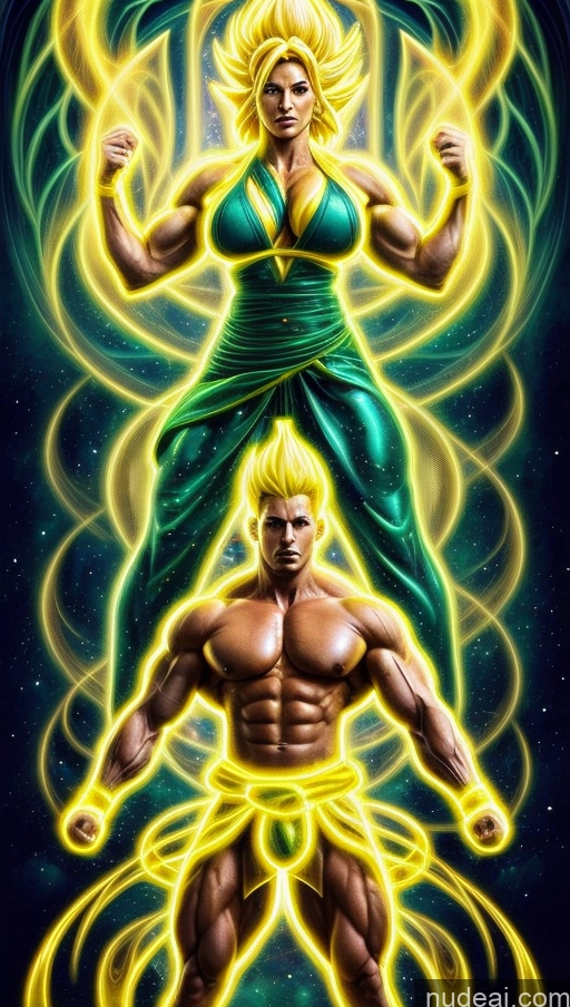 related ai porn images free for Sari Several Powering Up Surrealist Busty Muscular Abs Bodybuilder Super Saiyan 3 Neon Lights Clothes: Yellow