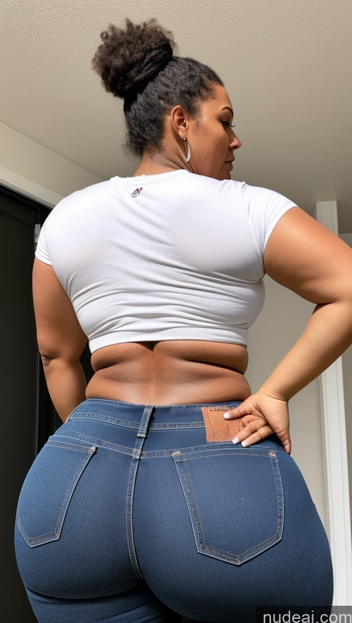 ai nude image of araffe woman in a white shirt and jeans with a purse pics of Athlete Big Ass Big Hips Jeans