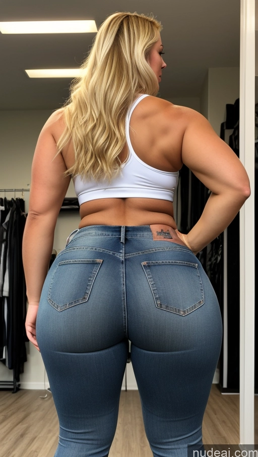 ai nude image of a close up of a woman in jeans standing in a room pics of Athlete Big Ass Big Hips Jeans Blonde