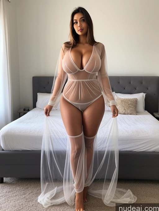 ai nude image of araffe woman in a sheered lingerie posing on a bed pics of Woman Perfect Boobs Big Ass Thick Big Hips Long Legs Arabic Dress Pajamas Transparent Huge Boobs Spreading Legs Several Front View