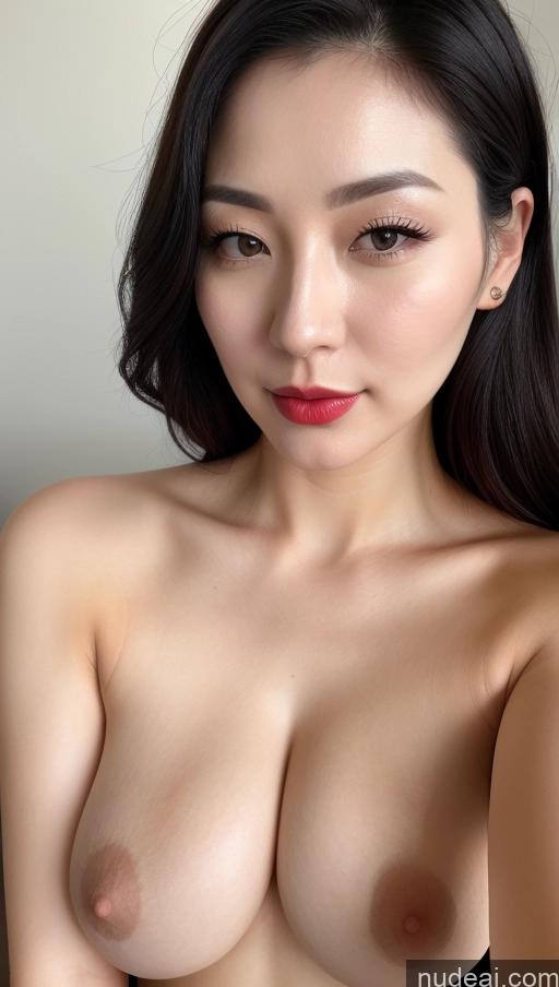 related ai porn images free for Woman One Beautiful Lipstick Fairer Skin 30s Black Hair Slicked Korean Close-up View Busty Perfect Boobs