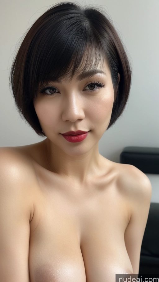 related ai porn images free for Woman One Huge Boobs Beautiful Lipstick Fairer Skin 30s Black Hair Close-up View Simple Detailed Short Hair Vietnamese