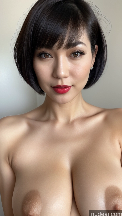 ai nude image of a close up of a woman with a very big breast pics of Woman One Huge Boobs Beautiful Lipstick Fairer Skin 30s Black Hair Close-up View Simple Detailed Short Hair Vietnamese