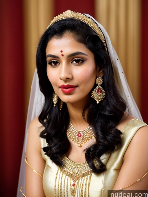 ai nude image of arafed woman in a gold dress with a veil and jewelry pics of Woman Beautiful Lipstick Oiled Body 18 Pouting Lips Black Hair Ponytail Indian Traditional Wedding Diamond Jewelry Gold Jewelry Jewelry Pearl Jewelry Bright Lighting Sexy Face Sari Angel Vintage