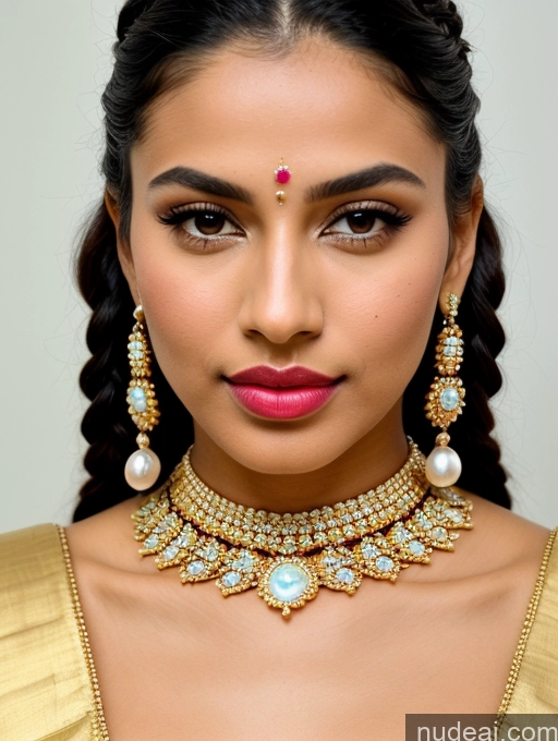 ai nude image of a close up of a woman wearing a necklace and earrings pics of Beautiful Lipstick Oiled Body 18 Pouting Lips Black Hair Indian Traditional Wedding Diamond Jewelry Gold Jewelry Jewelry Pearl Jewelry Bright Lighting Sexy Face Sari Angel Vintage Miss Universe Model Braided Perfect Body