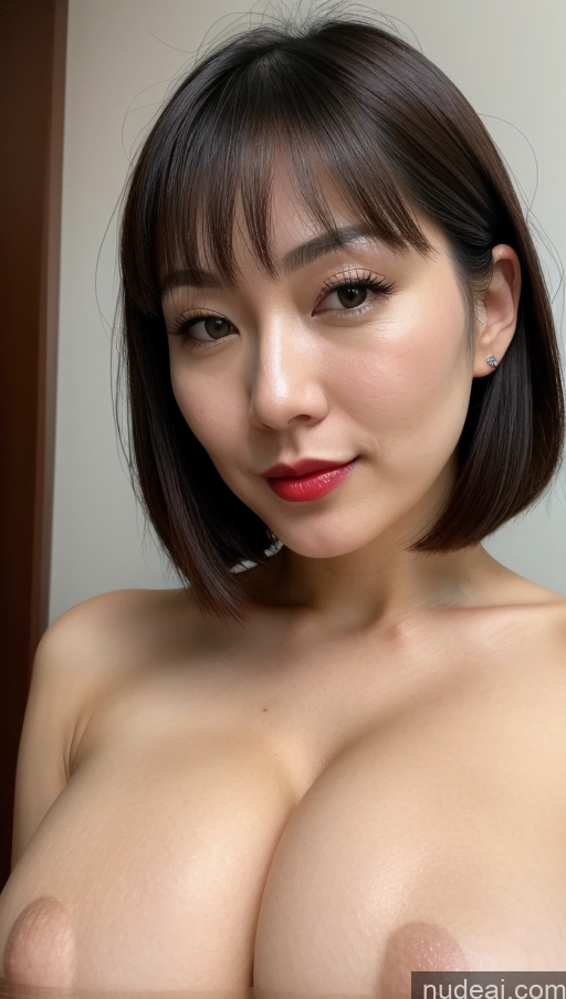 related ai porn images free for Woman One Huge Boobs Beautiful Lipstick Fairer Skin 30s Black Hair Close-up View Simple Detailed Japanese Bobcut