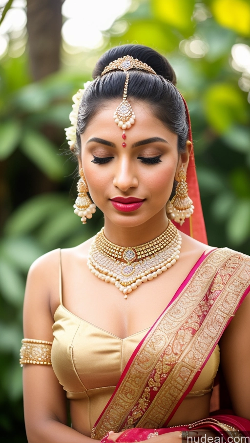 ai nude image of a close up of a woman in a sari and jewellery pics of Woman Beautiful Lipstick Oiled Body 18 Pouting Lips Ponytail Vintage Angel Sari Traditional Wedding Diamond Jewelry Gold Jewelry Jewelry Pearl Jewelry Bright Lighting Sexy Face Orgasm Spanish