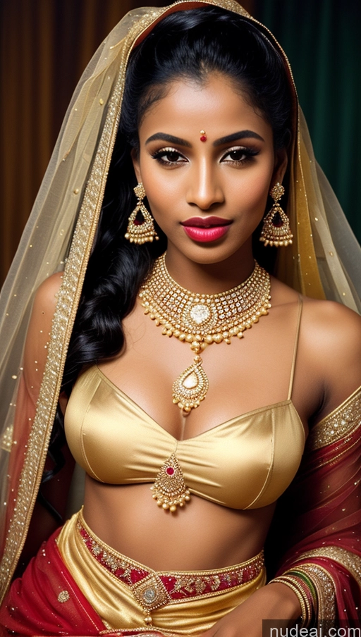 ai nude image of a close up of a woman in a gold and red outfit pics of Beautiful Lipstick Oiled Body 18 Pouting Lips Ponytail Vintage Angel Sari Traditional Wedding Diamond Jewelry Gold Jewelry Jewelry Pearl Jewelry Bright Lighting Sexy Face Orgasm African