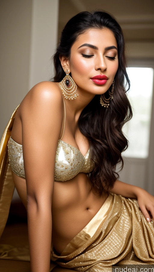 ai nude image of araffed woman in a gold sari posing for a picture pics of Beautiful Lipstick Oiled Body 18 Pouting Lips Ponytail Vintage Angel Sari Traditional Wedding Diamond Jewelry Gold Jewelry Jewelry Pearl Jewelry Bright Lighting Sexy Face Orgasm Cleavage German