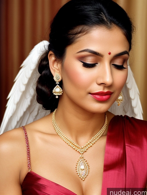 ai nude image of araffe woman in a red dress with a necklace and earrings pics of Beautiful Lipstick Muscular Oiled Body 18 Pouting Lips Ponytail Indian Vintage 60s 70s 80s 90s Angel Sari Traditional Wedding Cleavage Diamond Jewelry Gold Jewelry Jewelry Pearl Jewelry Sexy Face Perfect Boobs Orgasm