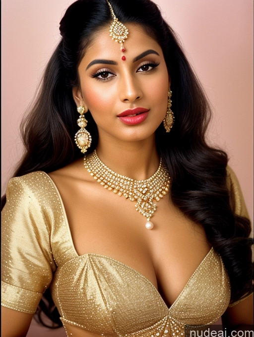 ai nude image of arafed woman in a gold dress with a necklace and earrings pics of Beautiful Lipstick Muscular Oiled Body 18 Pouting Lips Ponytail Indian Vintage 60s 70s 80s 90s Angel Sari Traditional Wedding Cleavage Diamond Jewelry Gold Jewelry Jewelry Pearl Jewelry Sexy Face Perfect Boobs Orgasm