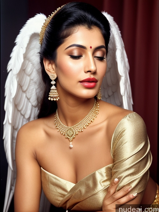 ai nude image of araffe woman in a gold dress with a gold necklace and earrings pics of Beautiful Lipstick Muscular Oiled Body 18 Pouting Lips Ponytail Indian Vintage 60s 70s 80s 90s Angel Sari Traditional Wedding Cleavage Diamond Jewelry Gold Jewelry Jewelry Pearl Jewelry Sexy Face Perfect Boobs Orgasm