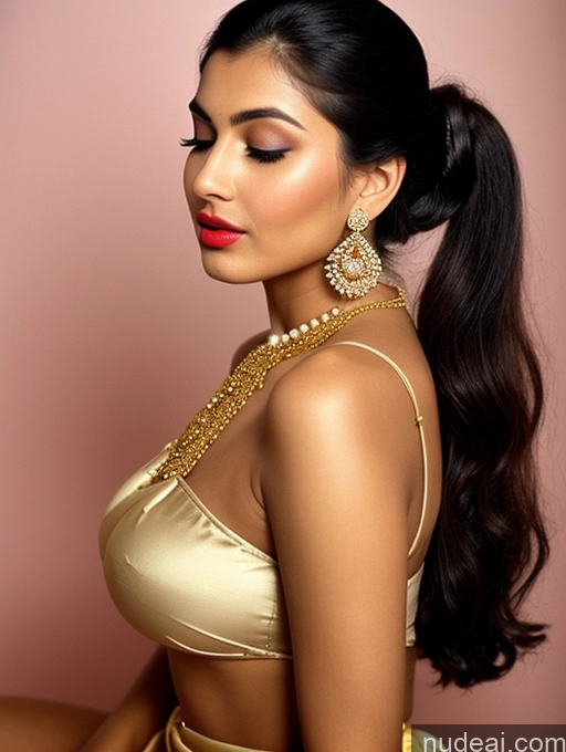 ai nude image of araffe woman with long black hair wearing a gold dress and earrings pics of Beautiful Lipstick Oiled Body 18 Pouting Lips Ponytail Indian Vintage 60s 70s 80s 90s Sari Traditional Wedding Cleavage Diamond Jewelry Gold Jewelry Jewelry Pearl Jewelry Sexy Face Perfect Boobs Orgasm Angel Side View