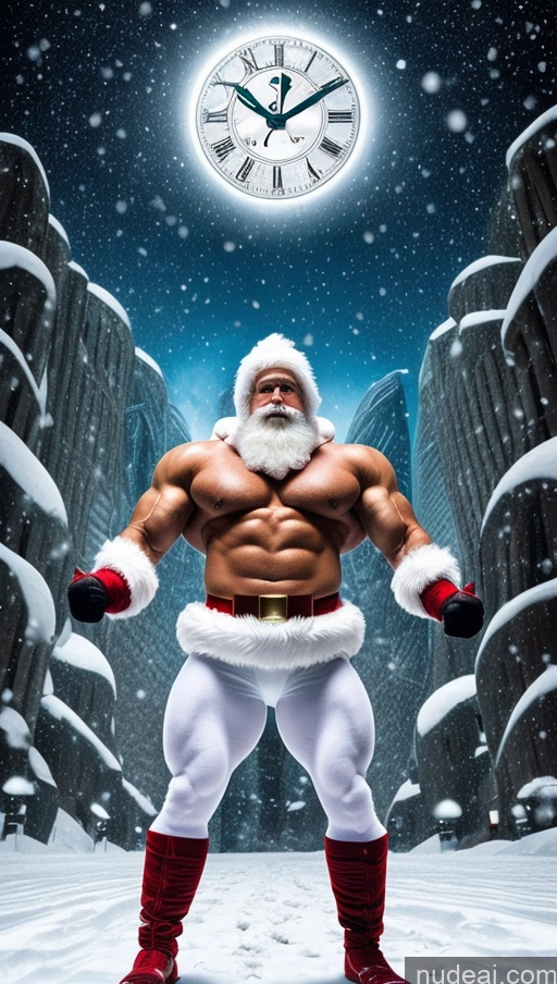 related ai porn images free for Bodybuilder Huge Boobs Muscular Abs Glasses White Hair Santa Surrealist Dynamic View Snow Powering Up Superhero