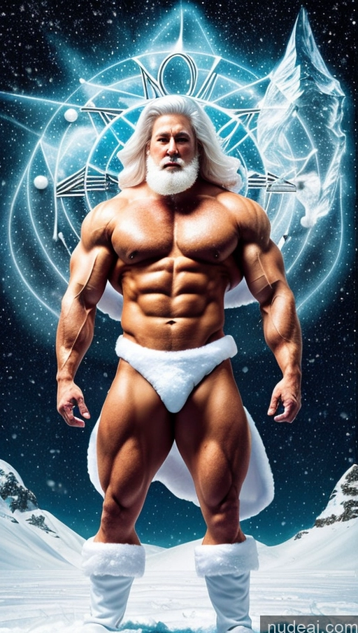 related ai porn images free for Huge Boobs Muscular Abs Glasses White Hair Santa Surrealist Dynamic View Snow Powering Up Superhero Bodybuilder