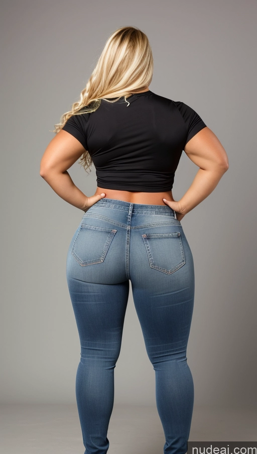 ai nude image of a pregnant woman in a black top and jeans posing for a picture pics of Athlete Big Ass Big Hips Jeans Blonde